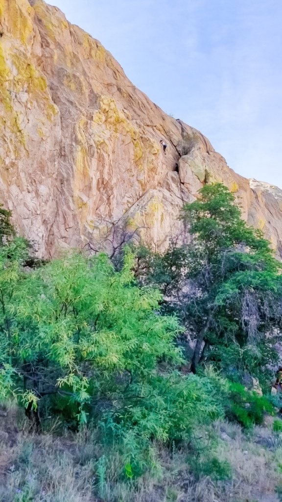 wide view of rock climbing the dragoon mountains