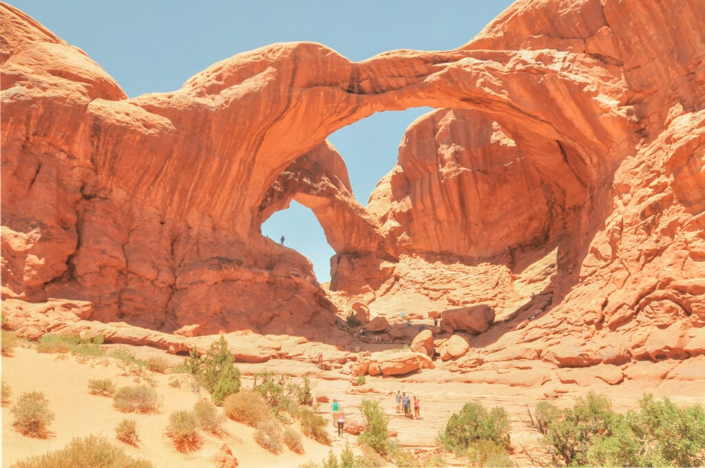 view of double arch in arches national park, utah